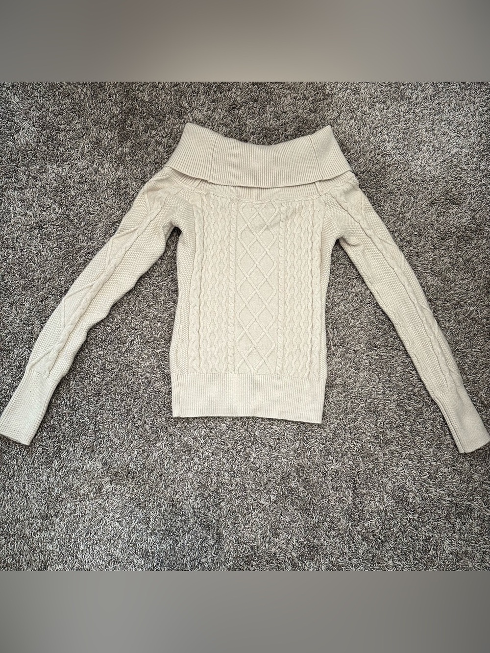 Guess Off-the-Shoulder Cable Knit Sweater - Cream - Picture 2 of 8